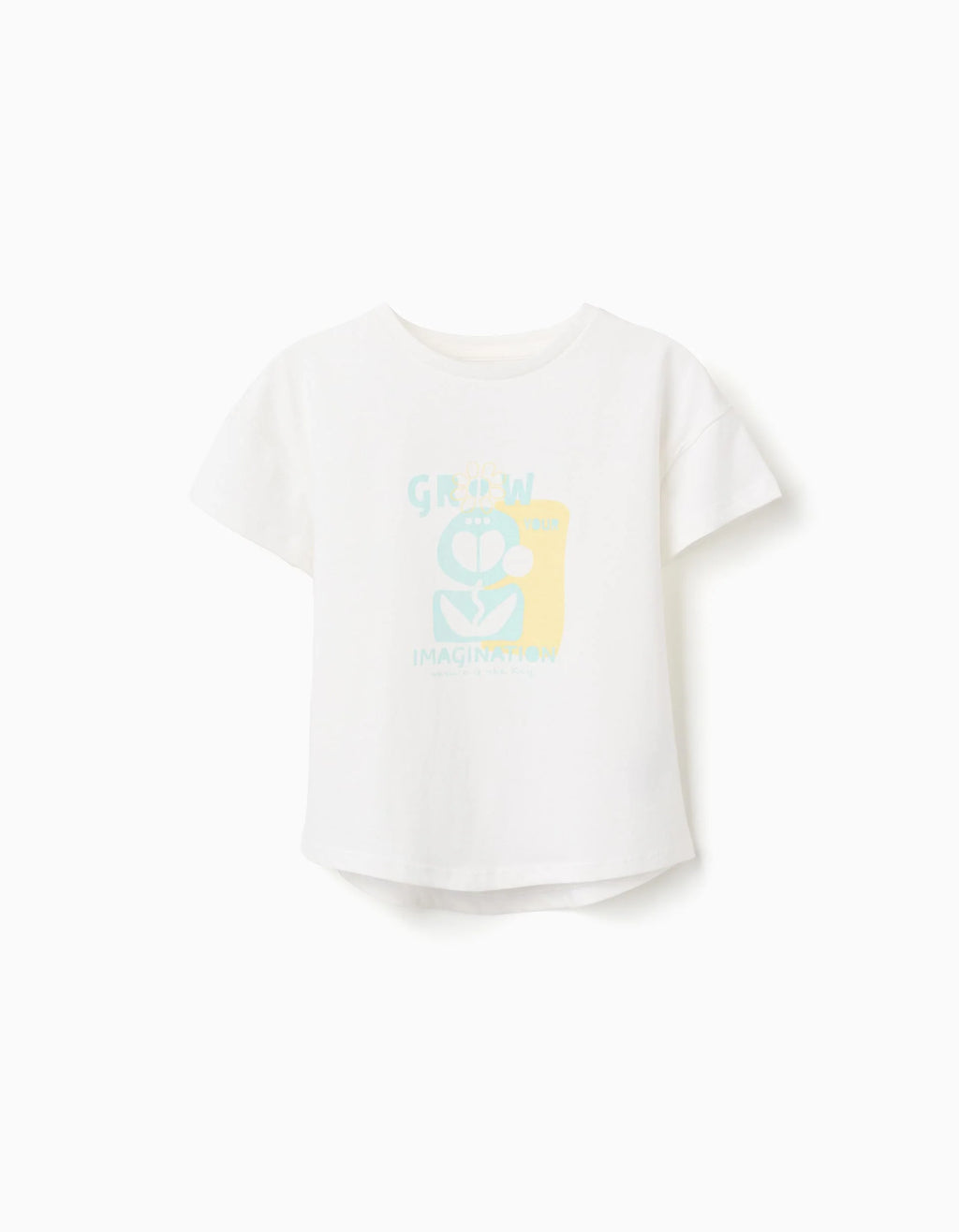 Camiseta de algodón con estampado Imagination para niña, blanco