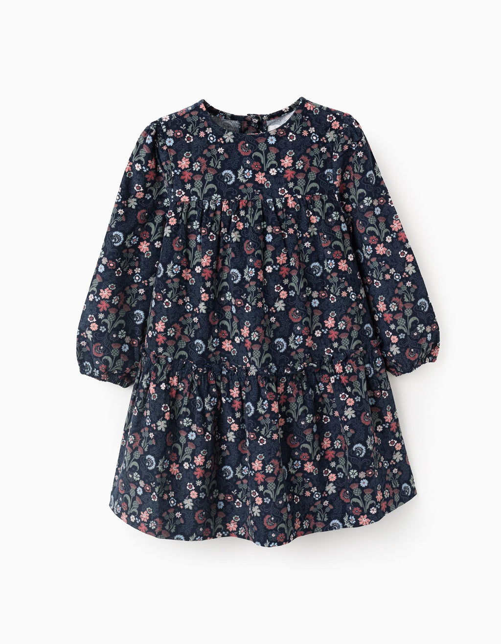 Vestido de Pana Floral en Algodón para Niña