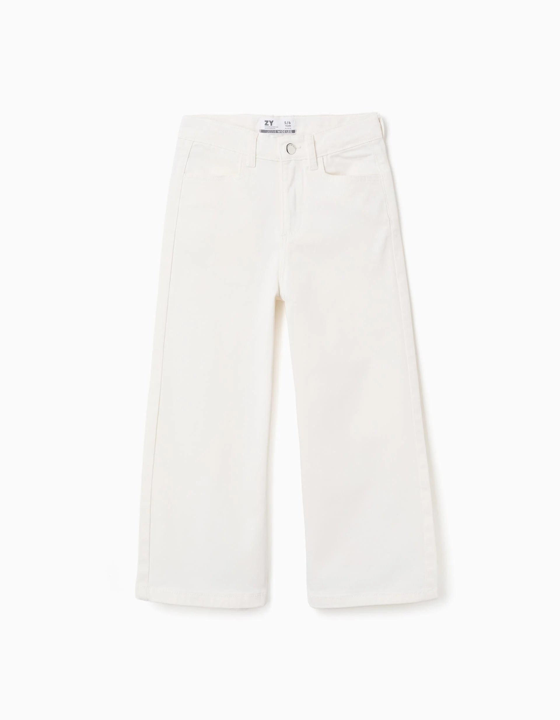 Pantalón de sarga de pierna ancha para niña, blanco