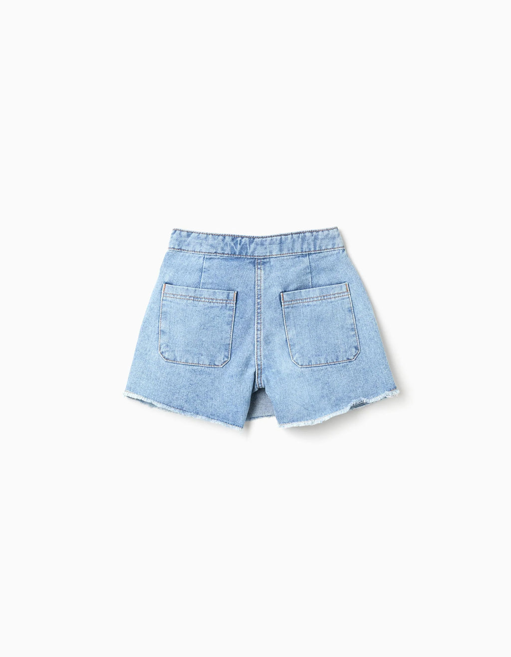 Falda-pantalón vaquera con dobladillo deshilachado para niña, azul claro