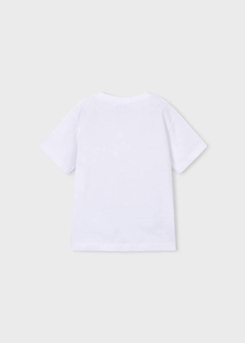 Camiseta básica letra niño, blanco