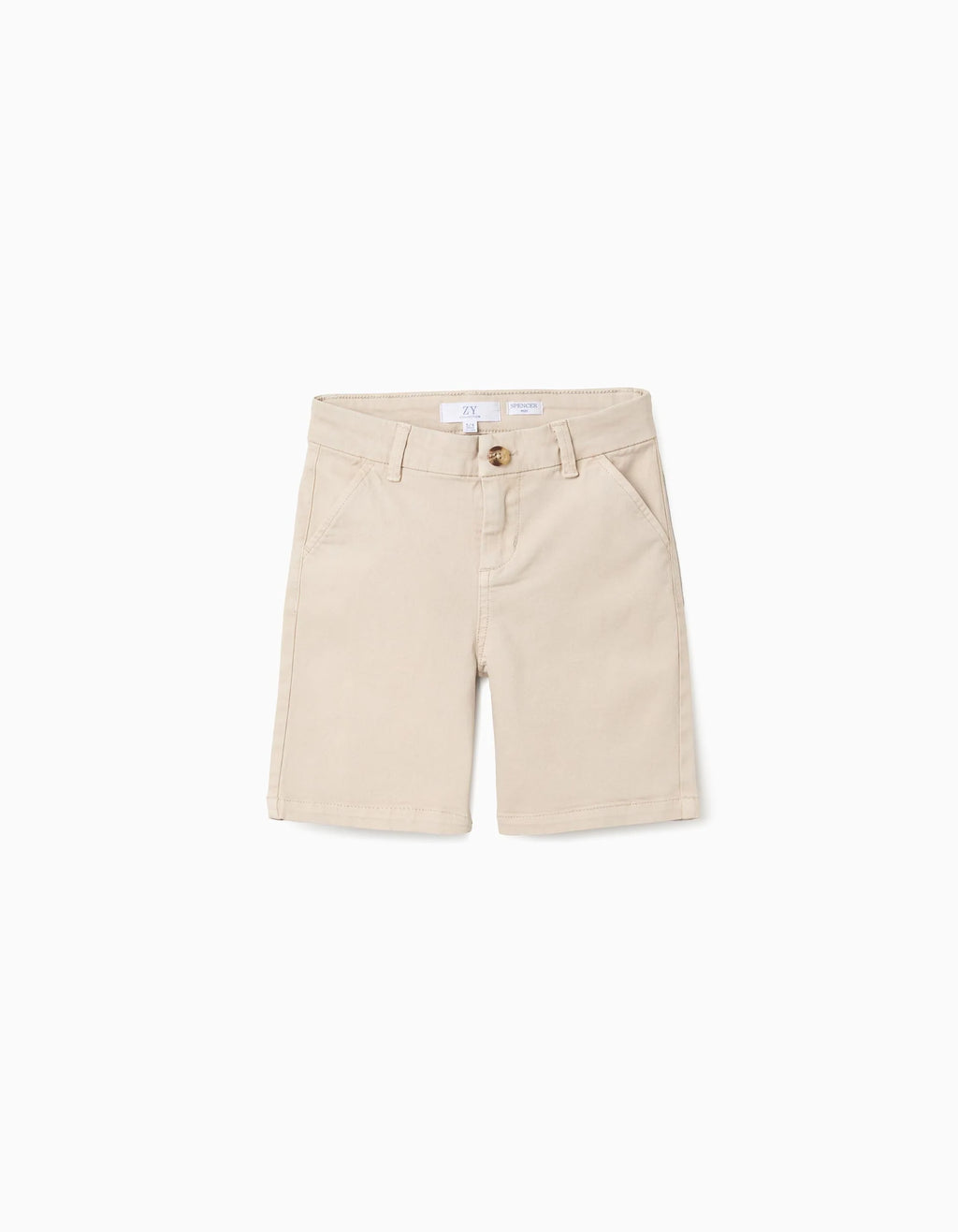 Bermudas chino midi de sarga con bolsillos para niño, beige claro