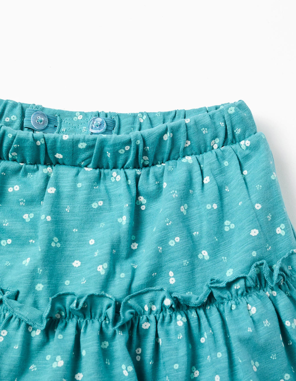 Falda pantalón de algodón con motivo floral para niña, azul turquesa