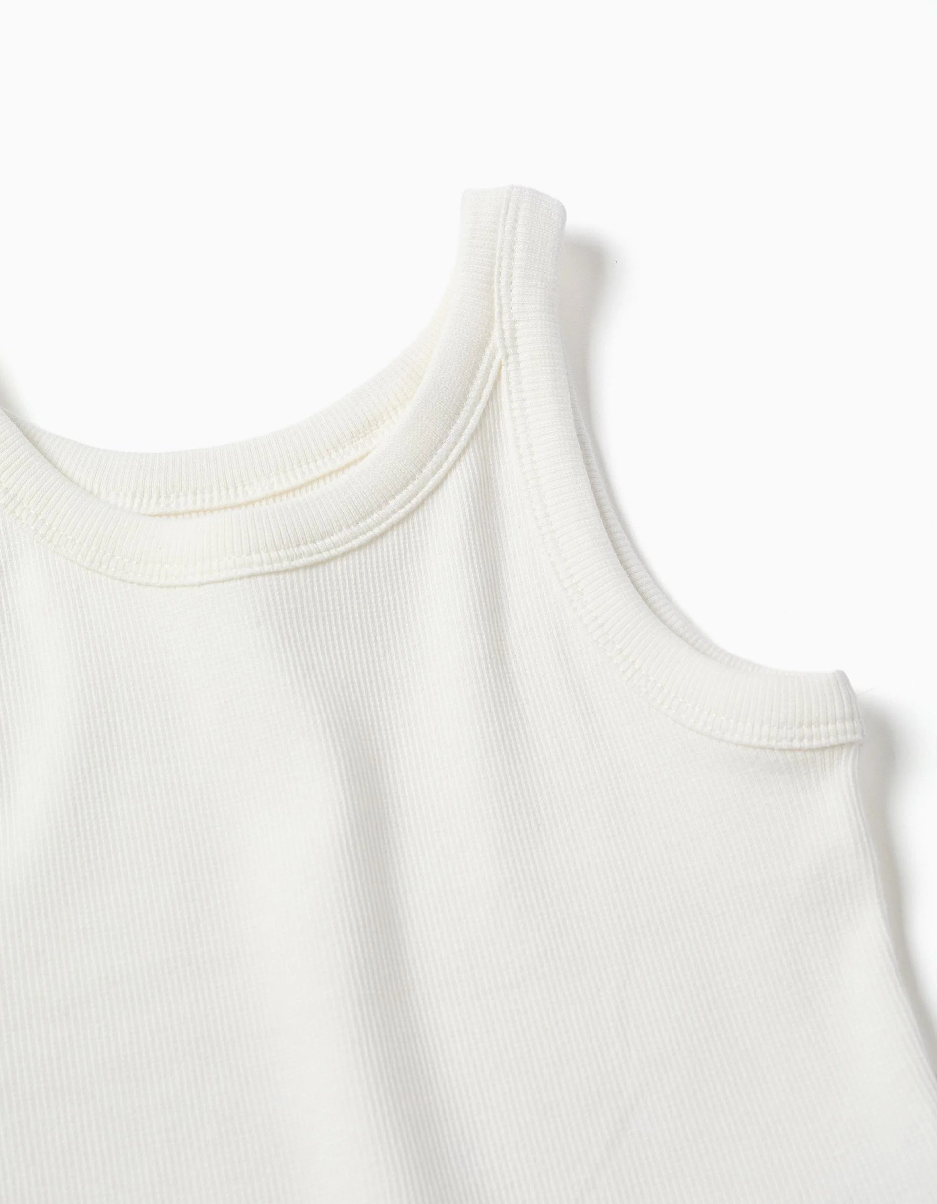 Camiseta de tirantes de algodón acanalado para niña, blanco