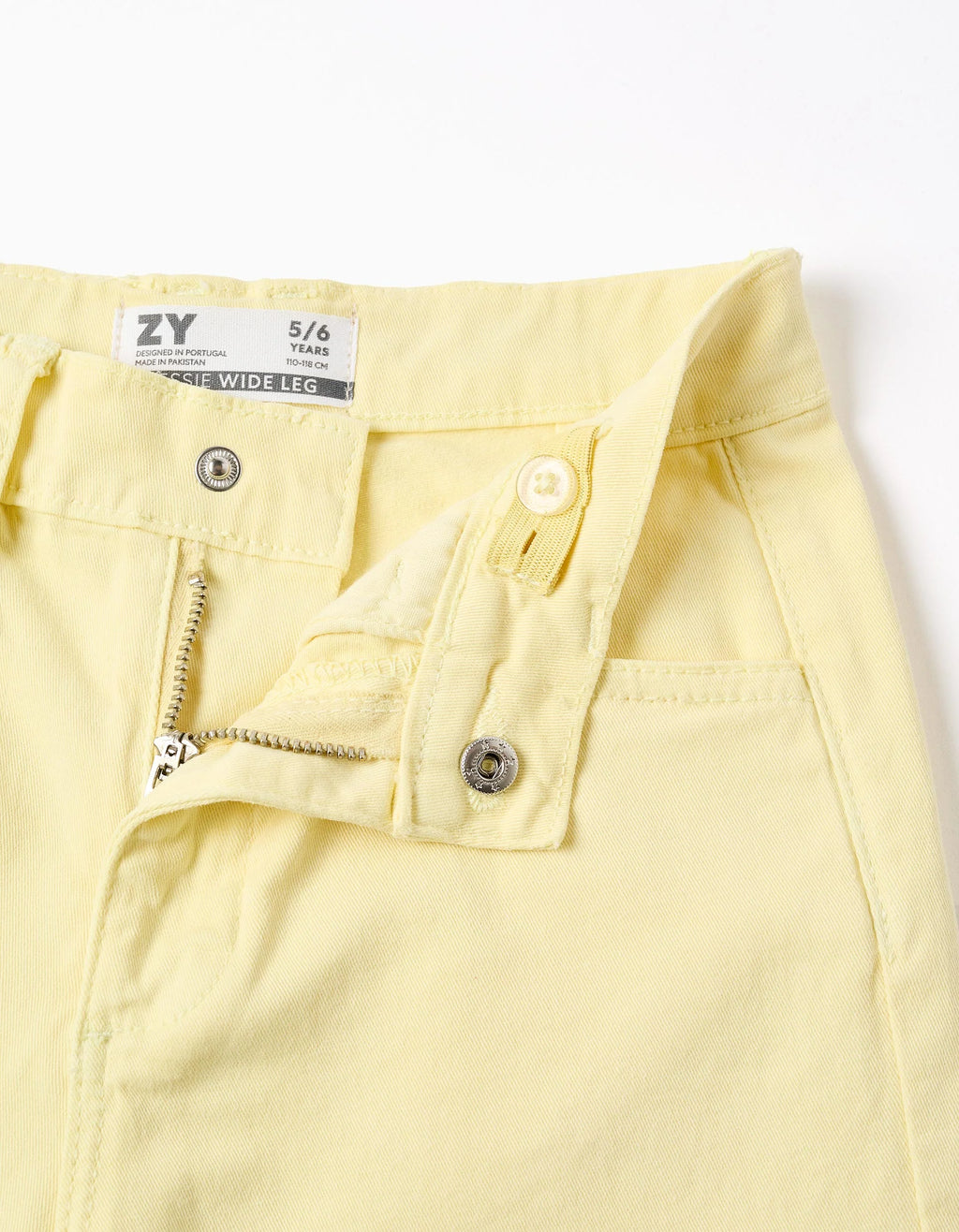 Pantalón de sarga de pierna ancha para niña, amarillo claro