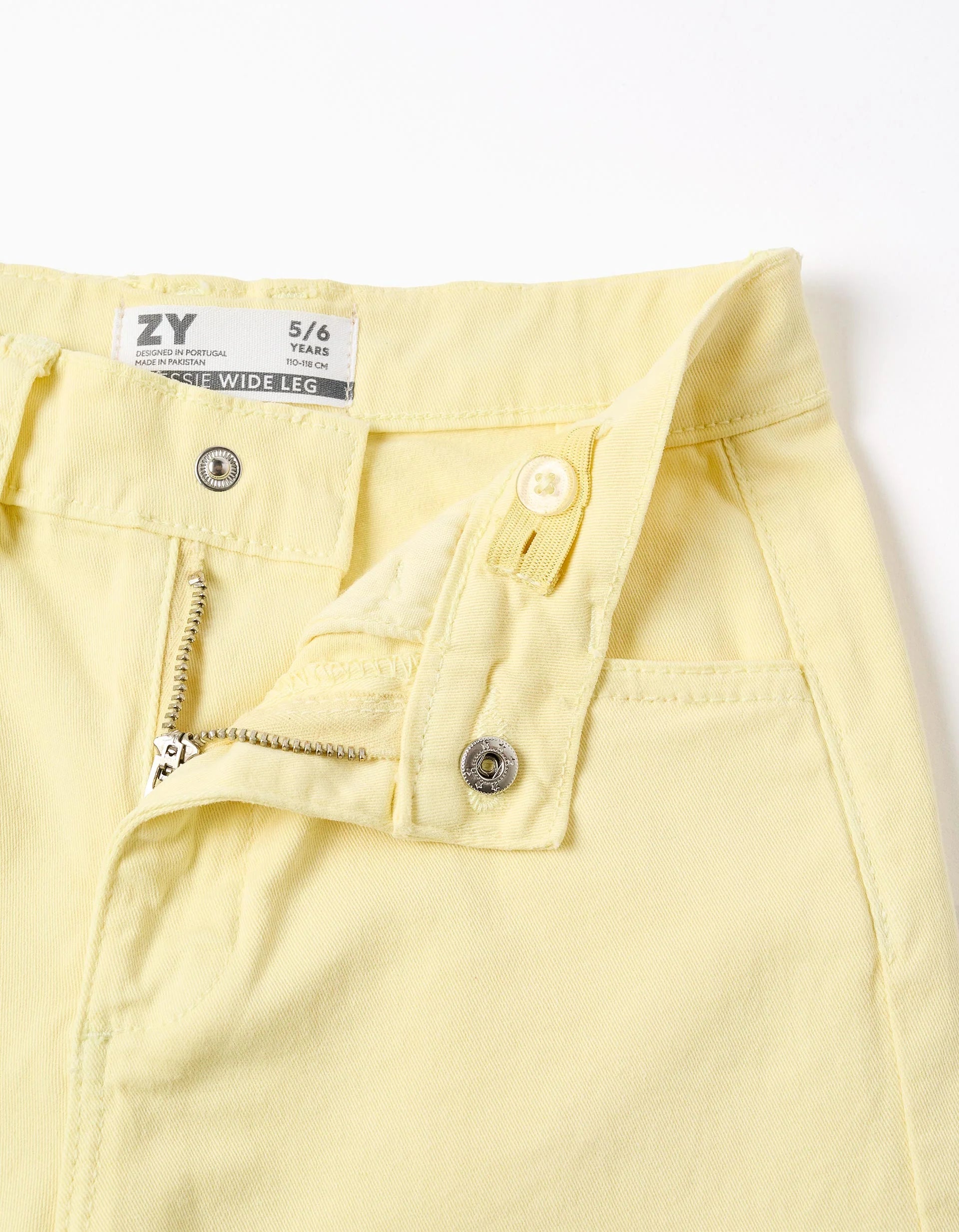 Pantalón de sarga de pierna ancha para niña, amarillo claro