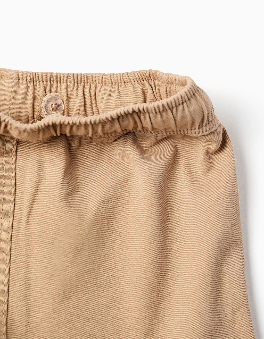 Bermudas largas cargo de sarga con cordón para niño, beige