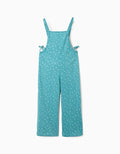 Mono de algodón con motivo floral para niña, azul turquesa