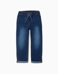 Vaqueros slim fit con cordón para niño, azul oscuro