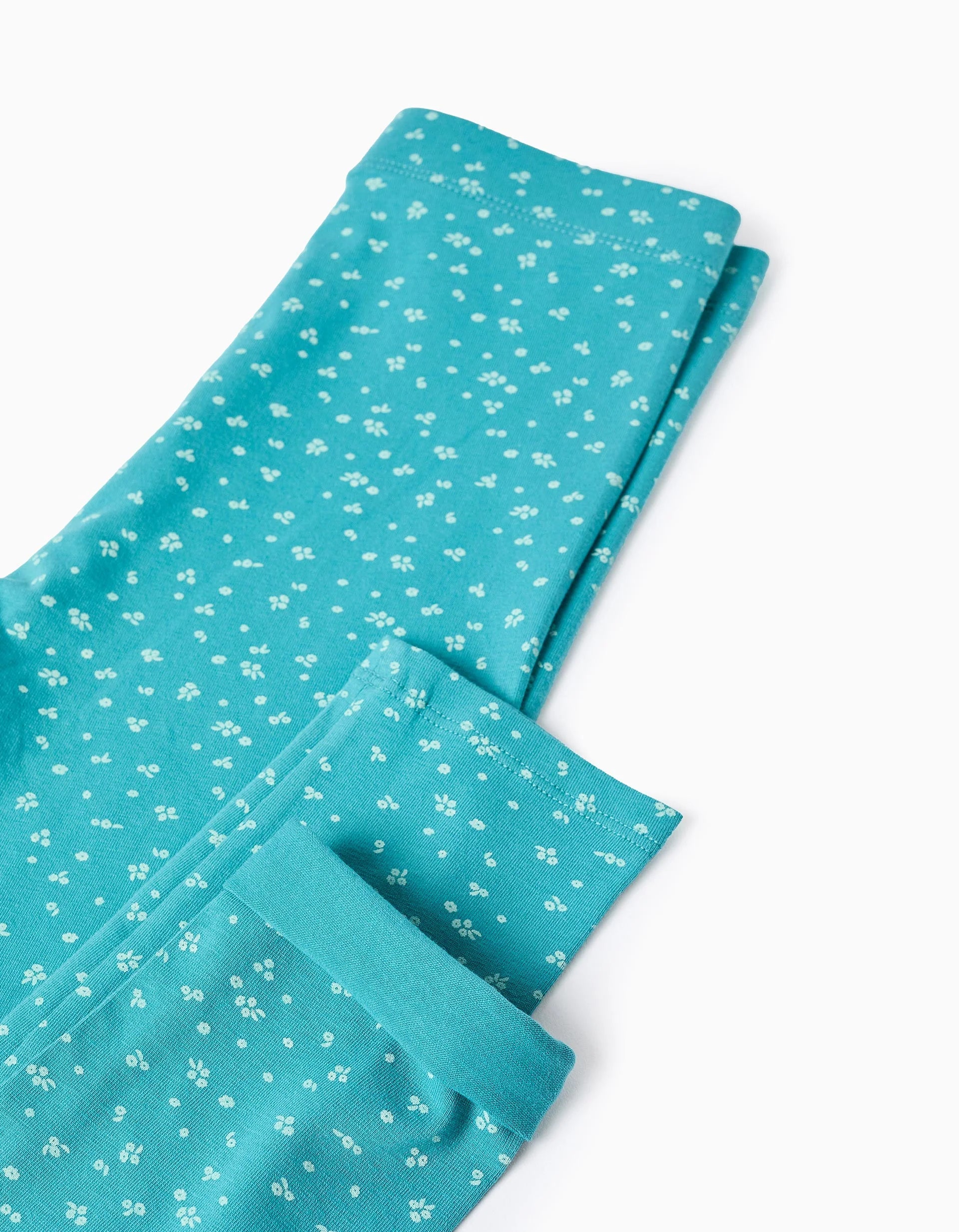 Leggins florales para niña, verde agua