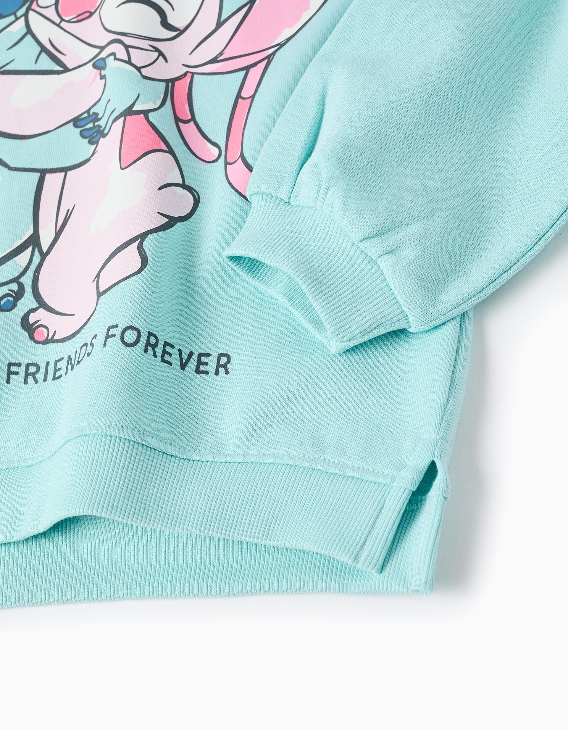 Sudadera de algodón con capucha y estampado Stitch para niña, azul claro