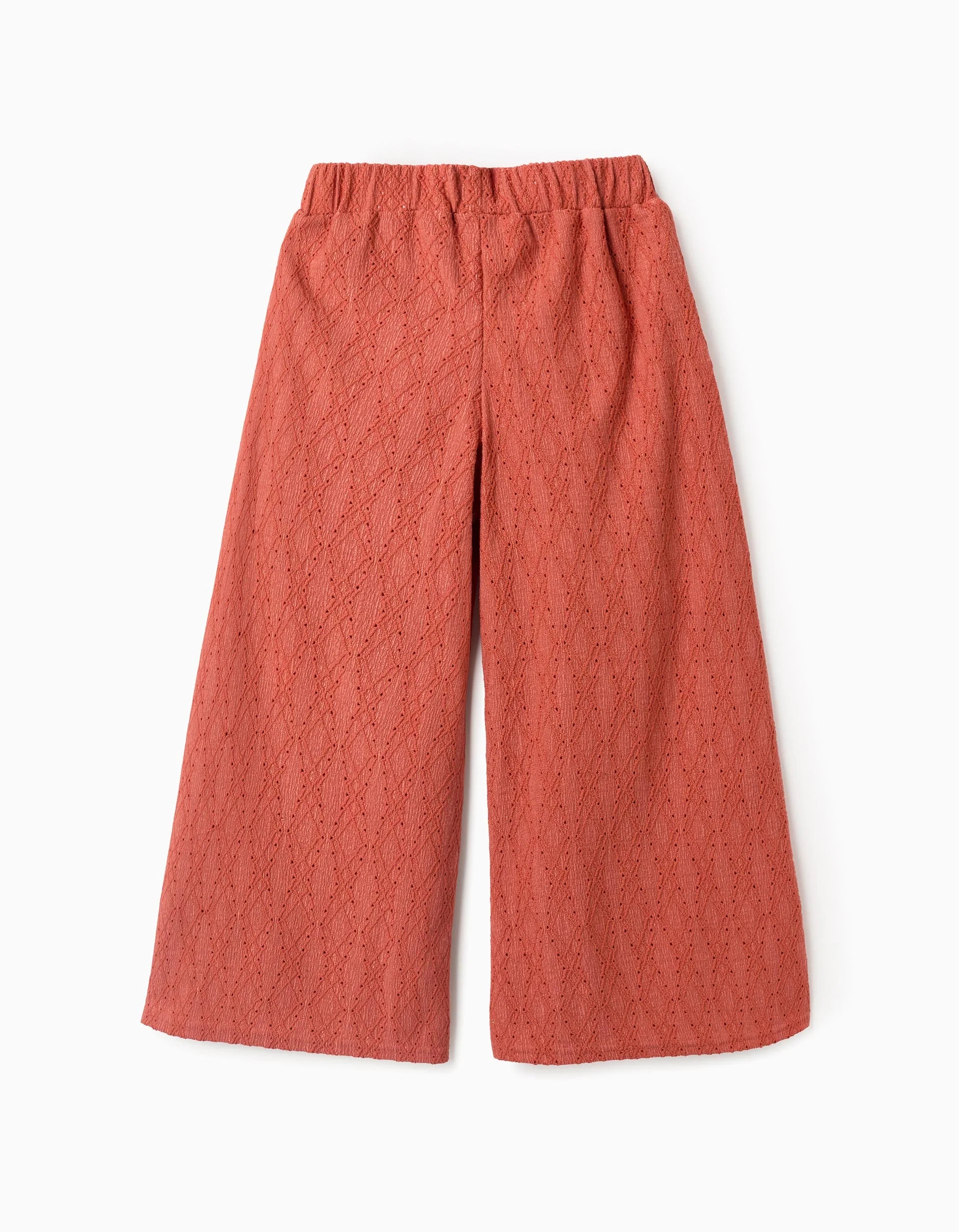 Pantalón ancho en bordado inglés para niña, naranja
