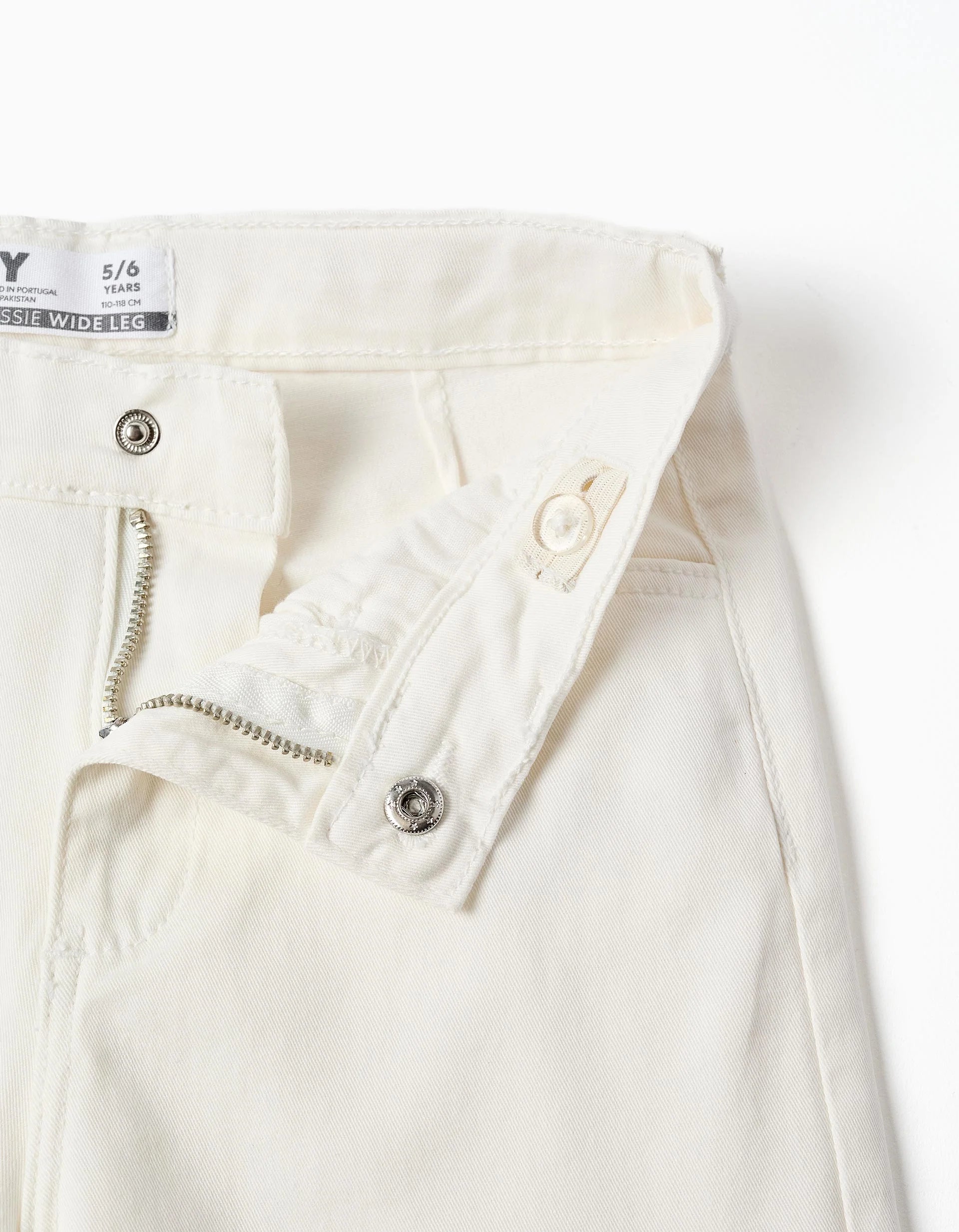 Pantalón de sarga de pierna ancha para niña, blanco