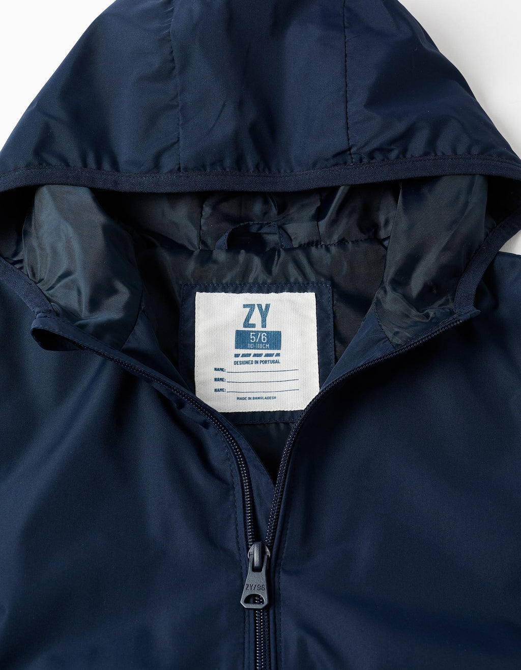 Cortavientos con capucha y bolsillos para niño, azul oscuro