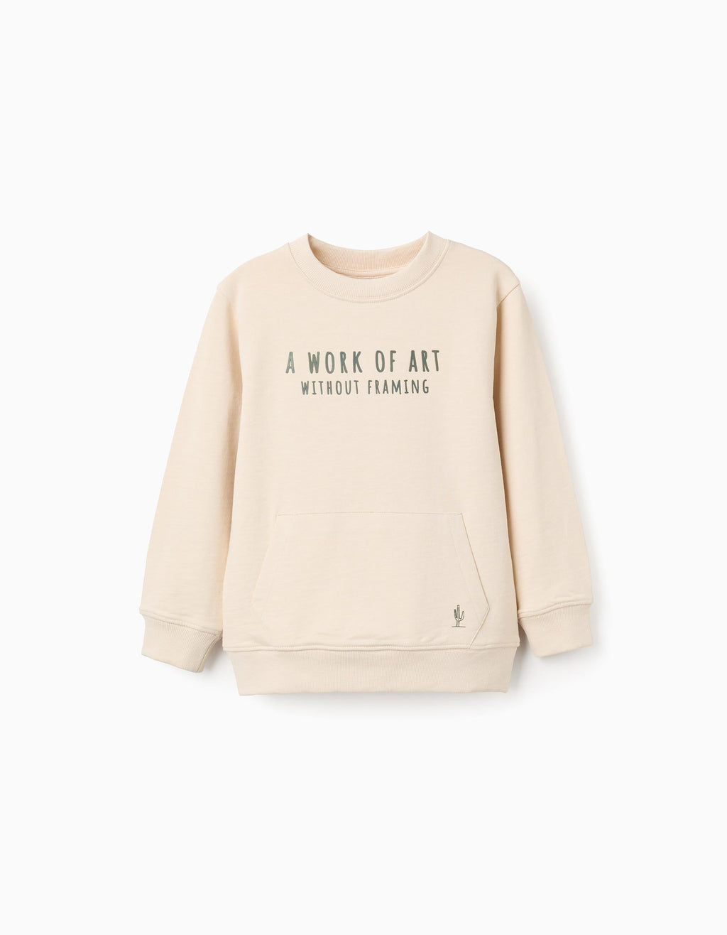 Sudadera de algodón con estampado Work of Art para niño, beige claro