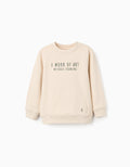 Sudadera de algodón con estampado Work of Art para niño, beige claro