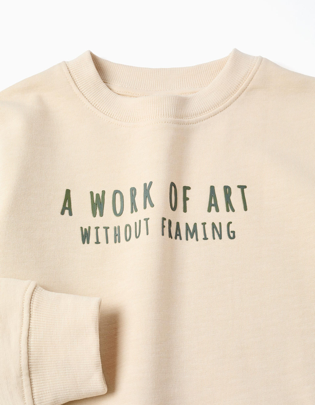 Sudadera de algodón con estampado Work of Art para niño, beige claro