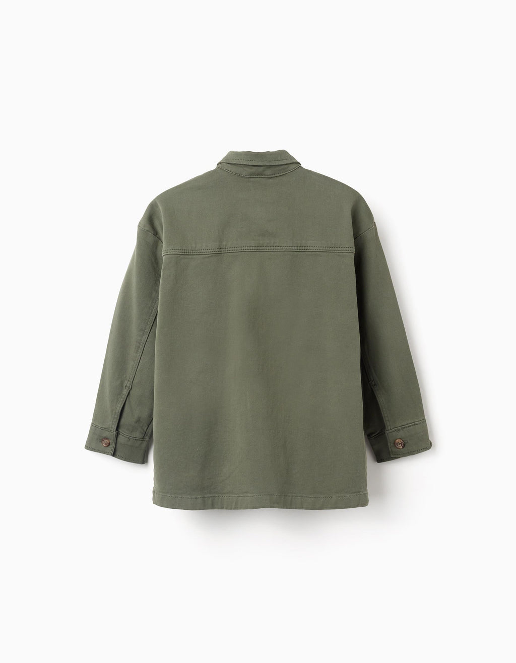 Sobrecamisa de sarga con bolsillos delanteros para niño, verde caqui