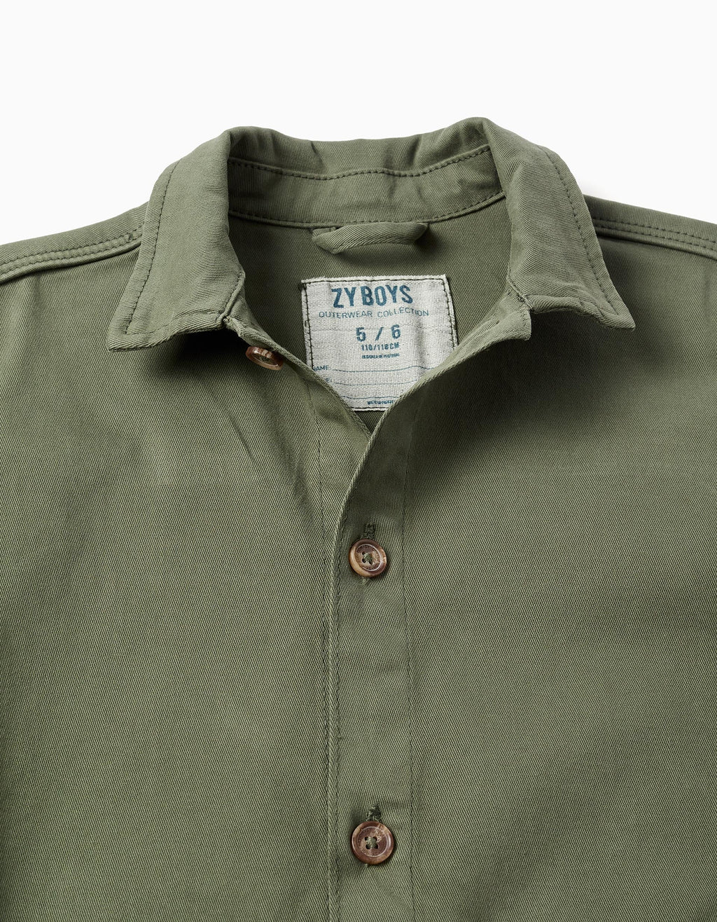 Sobrecamisa de sarga con bolsillos delanteros para niño, verde caqui