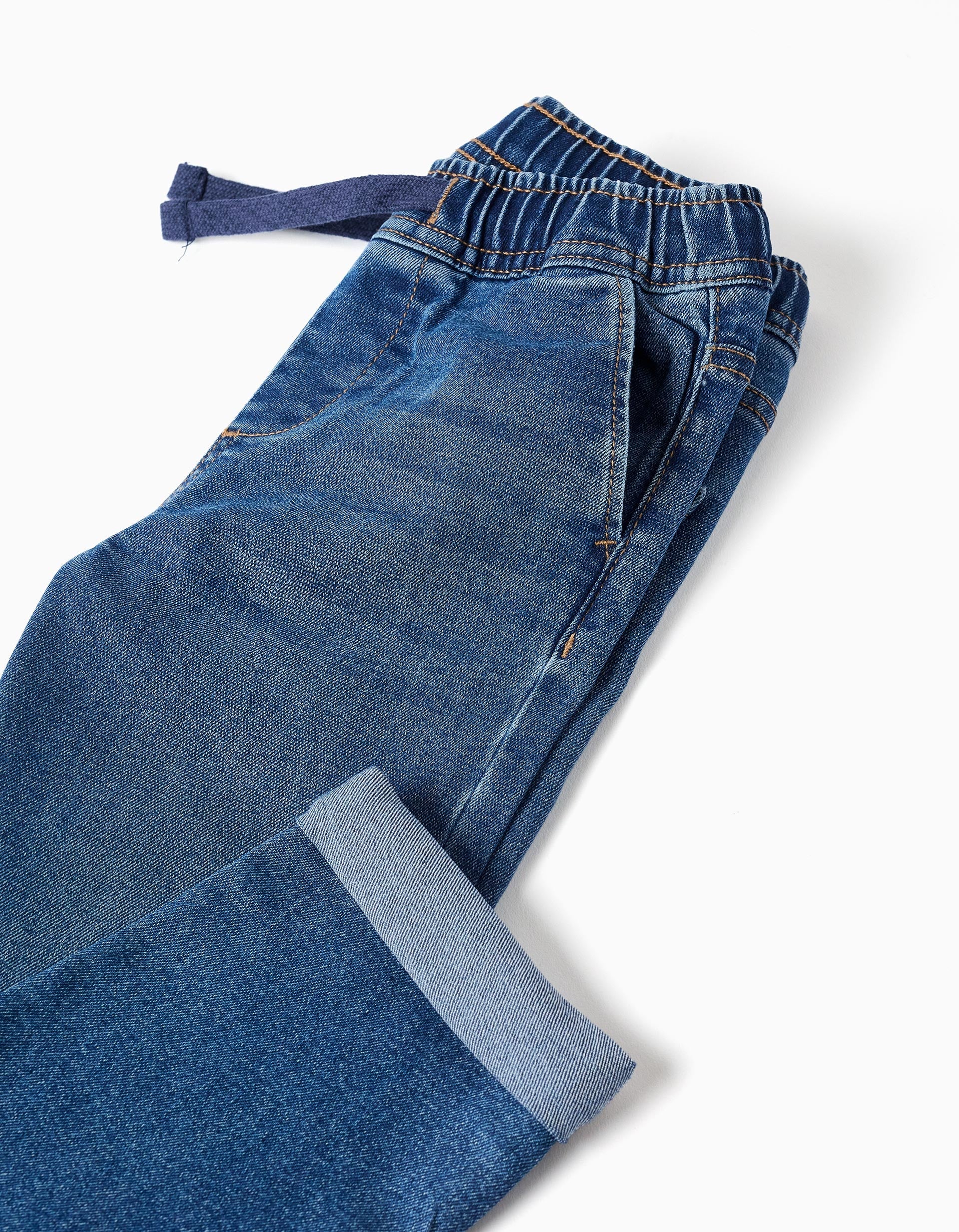 Vaqueros slim fit con cordón para niño, azul